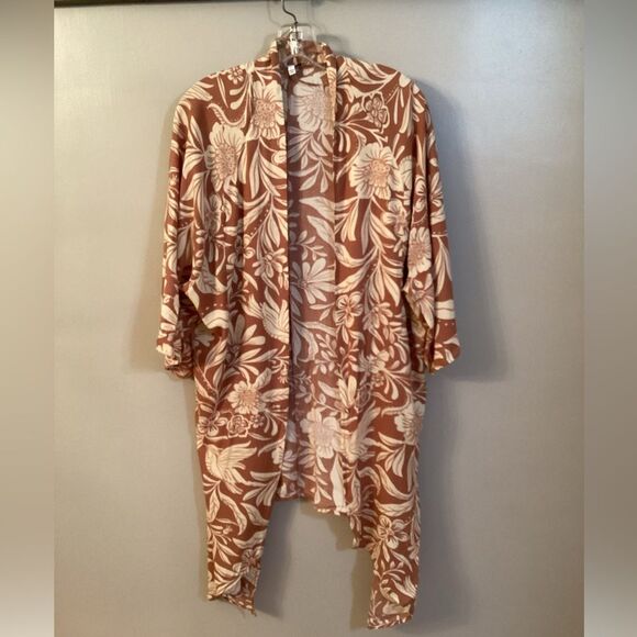 PATRONS OF PEACE SZ LARGE
CARMEL OPEN FRONT KIMONO FLORAL BIRDS - Picture 2 of 7